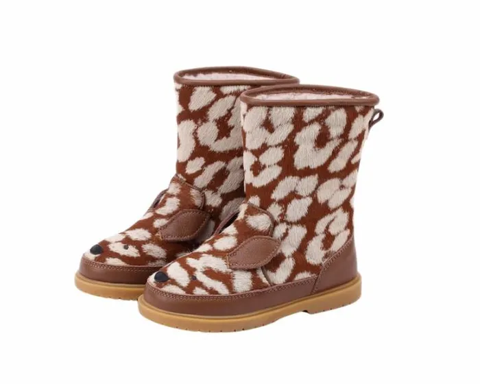 Donsje Amsterdam Animal Styles Boys Wadudu Exclusive Boots Brown Spotted Cow Hair