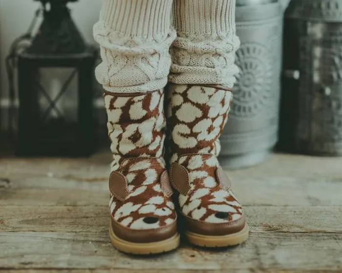 Donsje Amsterdam Animal Styles Boys Wadudu Exclusive Boots Brown Spotted Cow Hair