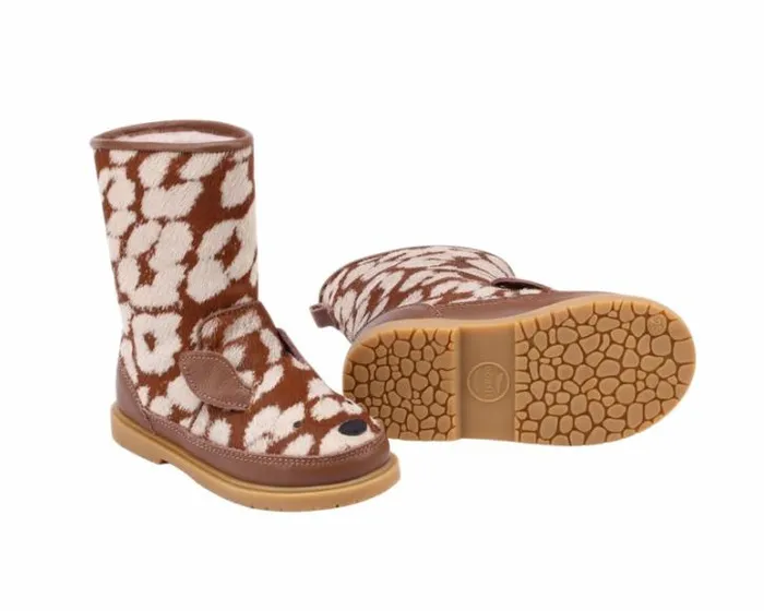Donsje Amsterdam Animal Styles Boys Wadudu Exclusive Boots Brown Spotted Cow Hair