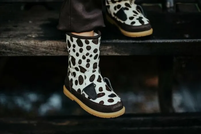 Donsje Amsterdam Animal Styles Girls Wadudu Exclusive Boots Spotted Cow Hair