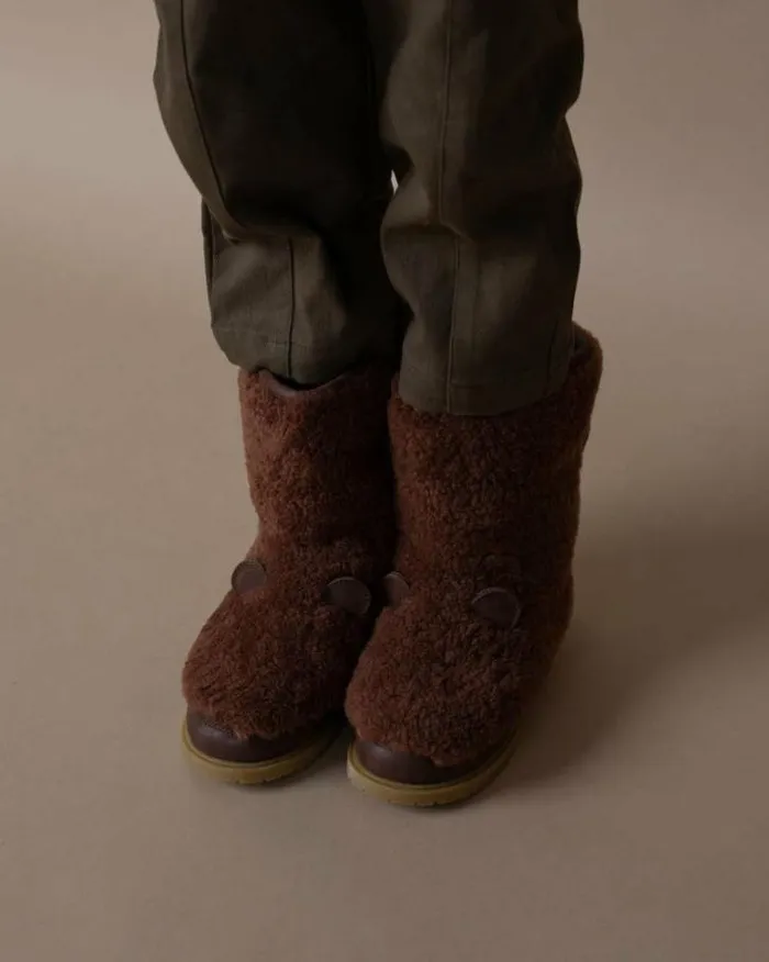 Donsje Amsterdam Boots Boys Irfi Brown Curly Sheep Wool