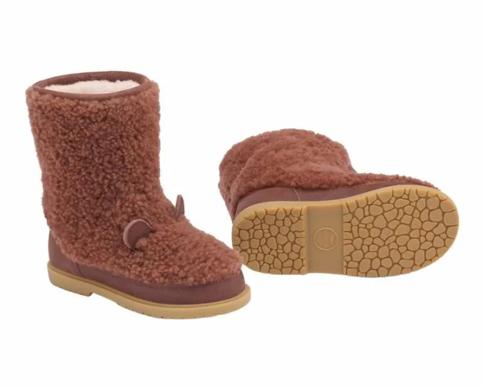 Donsje Amsterdam Boots Girls Irfi Brown Curly Sheep Wool