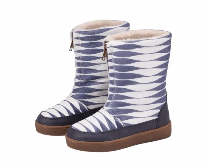 Donsje Amsterdam Boots Girls Ofili Blue Striped Cow Hair