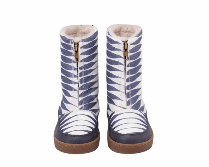 Donsje Amsterdam Boots Girls Ofili Blue Striped Cow Hair