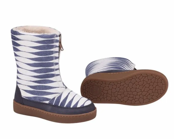 Donsje Amsterdam Boots Girls Ofili Blue Striped Cow Hair