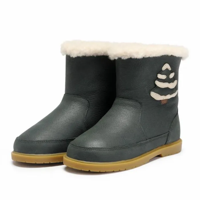 Donsje Amsterdam Boots Girls Trene Boots Deep Green Leather