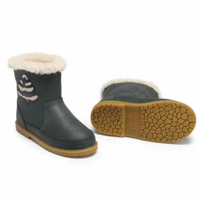 Donsje Amsterdam Boots Girls Trene Boots Deep Green Leather