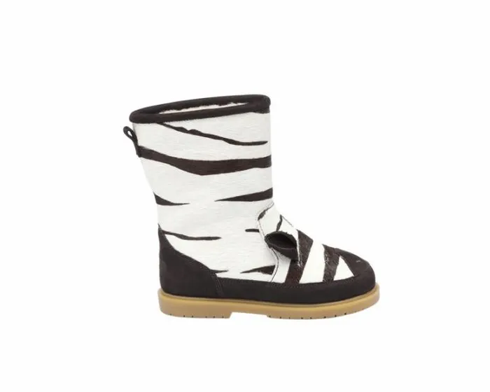 Donsje Amsterdam Boots Girls Wadudu Exclusive Zebra Striped Cow Hair