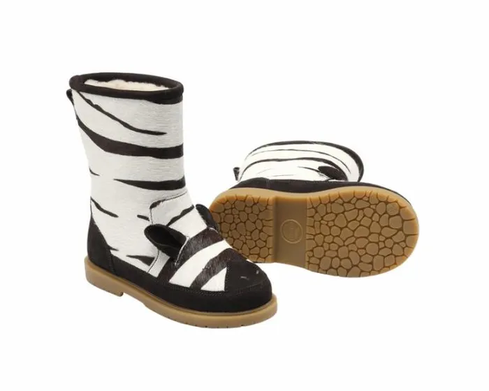 Donsje Amsterdam Boots Girls Wadudu Exclusive Zebra Striped Cow Hair