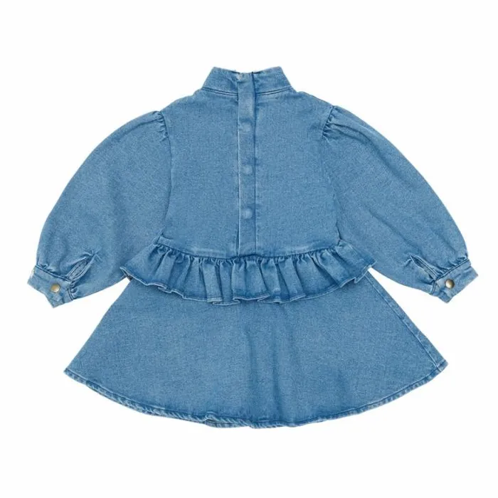 Donsje Amsterdam Dresses and Skirts Girls Dieke Denim Dress Vintage Blue Donsje Amsterdam Dresses and Skirts Girls Dieke Denim Dress Vintage Blue