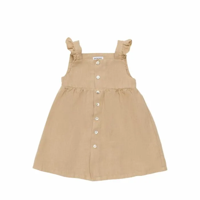 Donsje Amsterdam Dresses and Skirts Girls Floor Linen Dress Toast