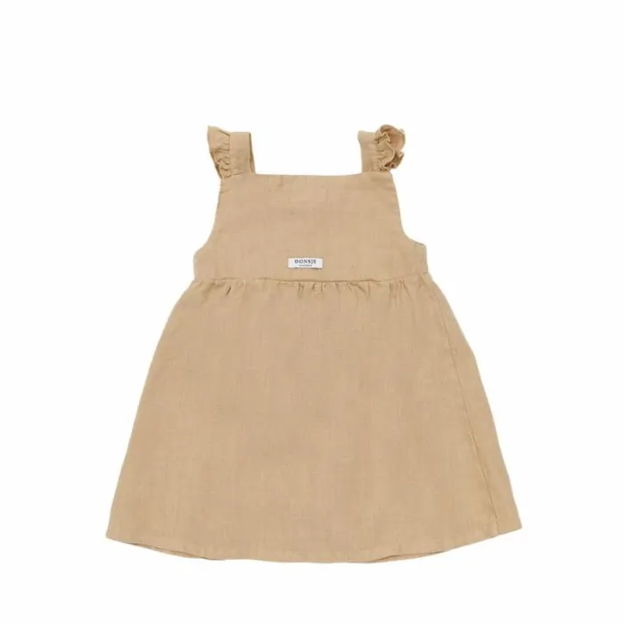 Donsje Amsterdam Dresses and Skirts Girls Floor Linen Dress Toast