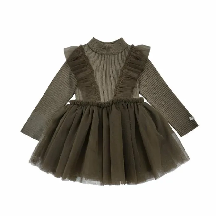 Donsje Amsterdam Dresses and Skirts Girls Flovos Dress Stone Green