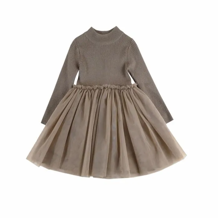 Donsje Amsterdam Dresses and Skirts Girls Lotus Dress Taupe