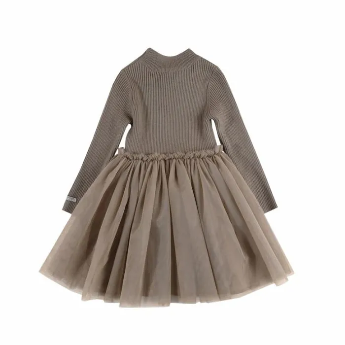 Donsje Amsterdam Dresses and Skirts Girls Lotus Dress Taupe