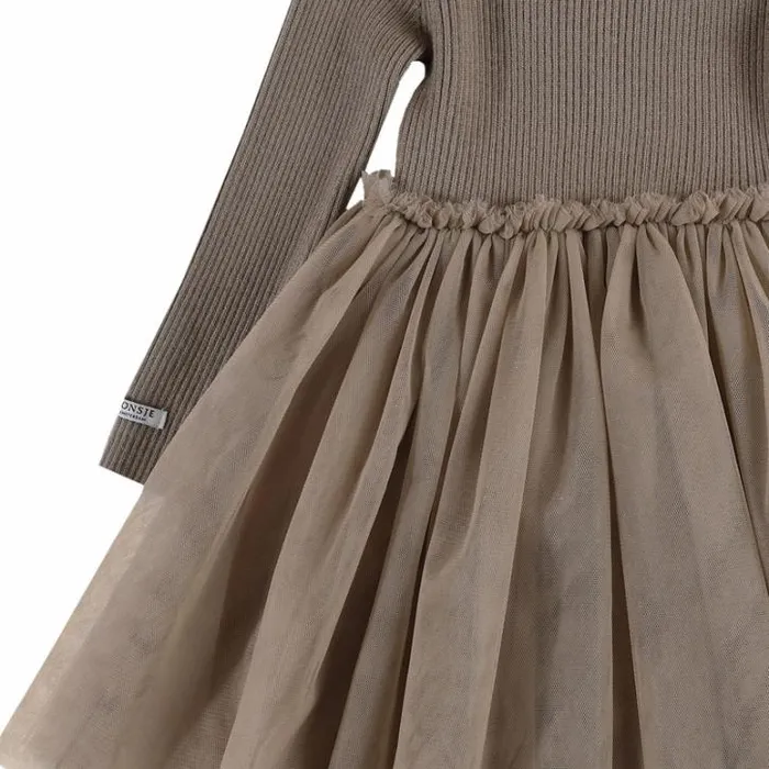Donsje Amsterdam Dresses and Skirts Girls Lotus Dress Taupe