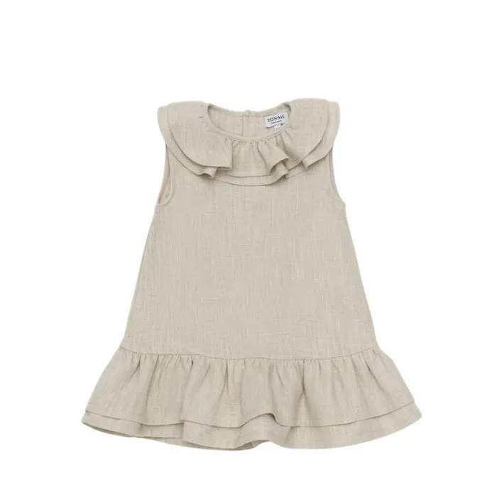 Donsje Amsterdam Dresses and Skirts Girls Michelle Linen Dress Frosted Almond