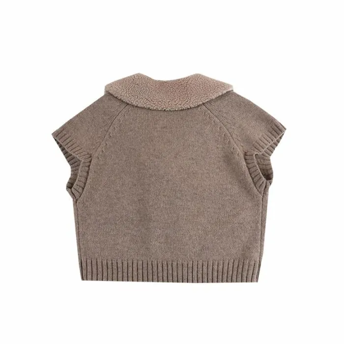 Donsje Amsterdam Jackets and Gilets Baby Nannie Merino Wool Waistcoat Milk Chocolate Melange