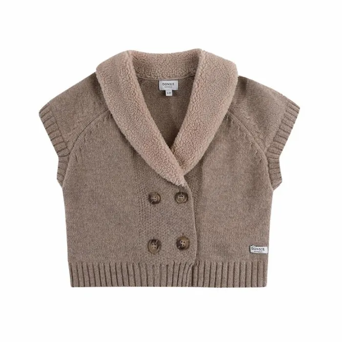 Donsje Amsterdam Jackets and Gilets Baby Nannie Merino Wool Waistcoat Milk Chocolate Melange