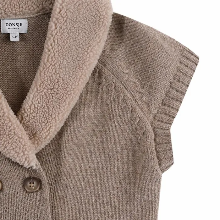 Donsje Amsterdam Jackets and Gilets Baby Nannie Merino Wool Waistcoat Milk Chocolate Melange