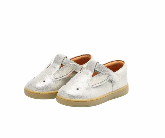 Donsje Amsterdam Low Shoes Girls Qesterre Shoes Silver Metallic Leather