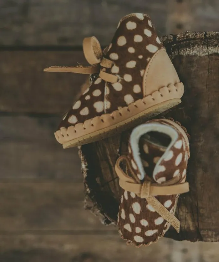 Donsje Amsterdam Shoes Baby Pina Exclusive Brown Spotted Cow Hair