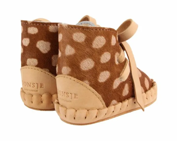 Donsje Amsterdam Shoes Baby Pina Exclusive Brown Spotted Cow Hair