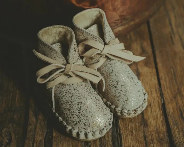 Donsje Amsterdam Shoes Baby Pina Exclusive Cream Metallic Suede
