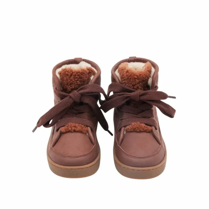 Donsje Amsterdam Sneakers Girls Flinn Milk Chocolate Leather