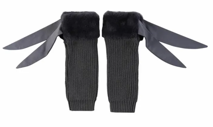 Donsje Amsterdam Socks and Tights Girls Gina Leg Warmers Blue Grey Teddy