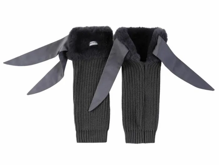 Donsje Amsterdam Socks and Tights Girls Gina Leg Warmers Blue Grey Teddy