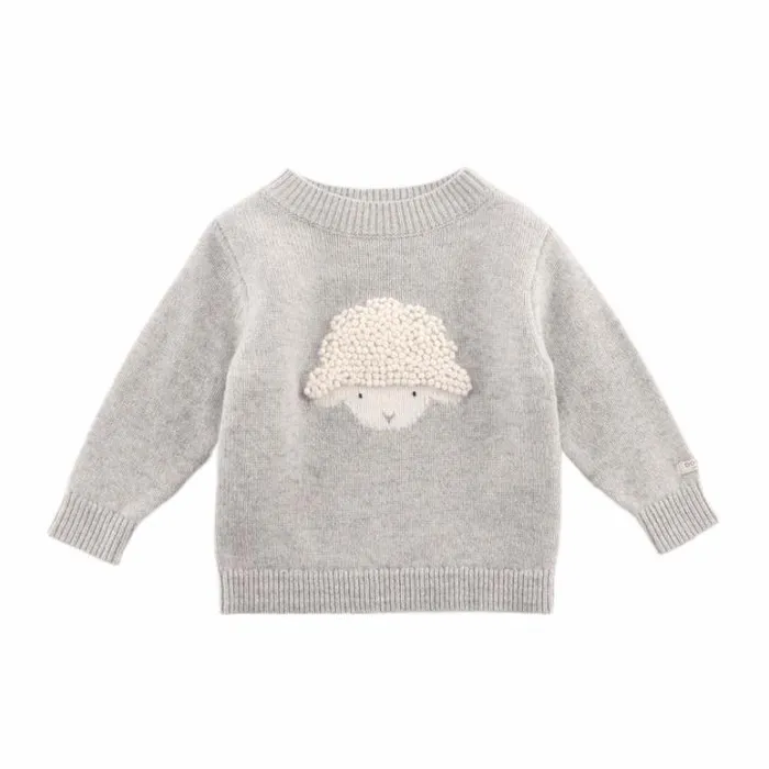 Donsje Amsterdam Sweaters and Cardigans Baby Denn Merino Wool Sweater Soft Grey Melange