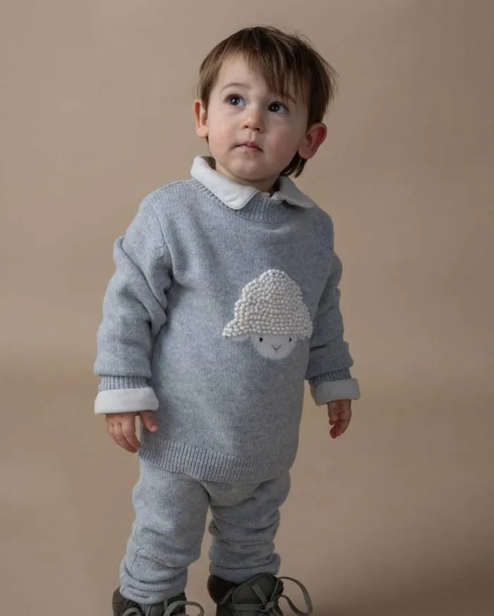Donsje Amsterdam Sweaters and Cardigans Baby Denn Merino Wool Sweater Soft Grey Melange