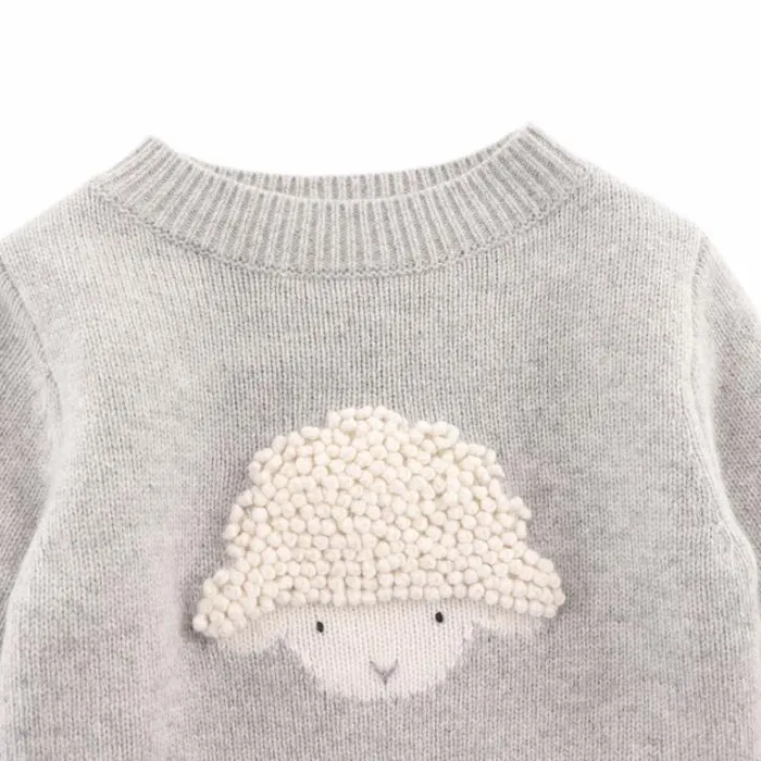Donsje Amsterdam Sweaters and Cardigans Baby Denn Merino Wool Sweater Soft Grey Melange