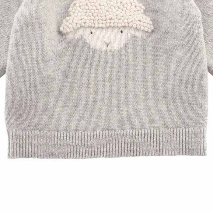 Donsje Amsterdam Sweaters and Cardigans Baby Denn Merino Wool Sweater Soft Grey Melange