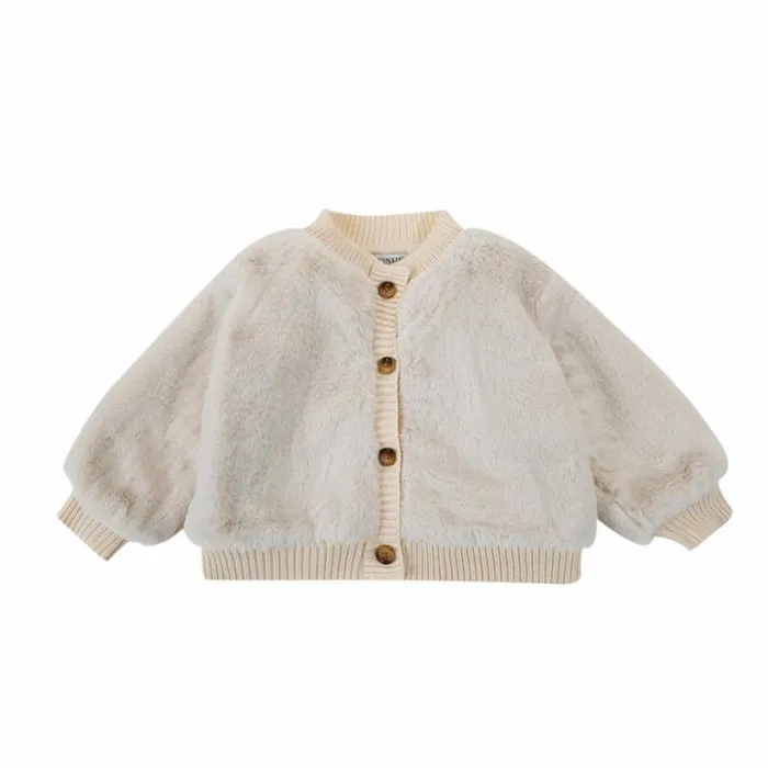 Donsje Amsterdam Sweaters and Cardigans Baby Manita Cardigan Off White Teddy