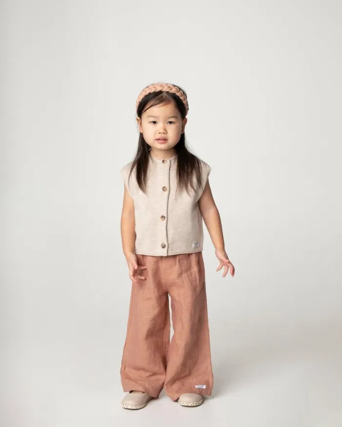 Donsje Amsterdam Sweaters and Cardigans Girls Laire Vest Lavender Brown Melange