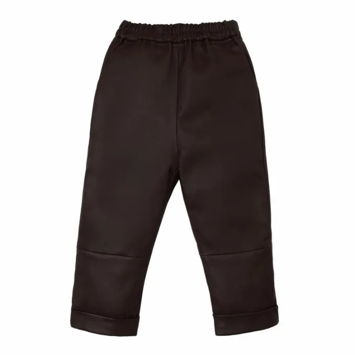 Donsje Amsterdam Trousers and Leggings Girls Bobbie Leather Trousers Chocolate Leather