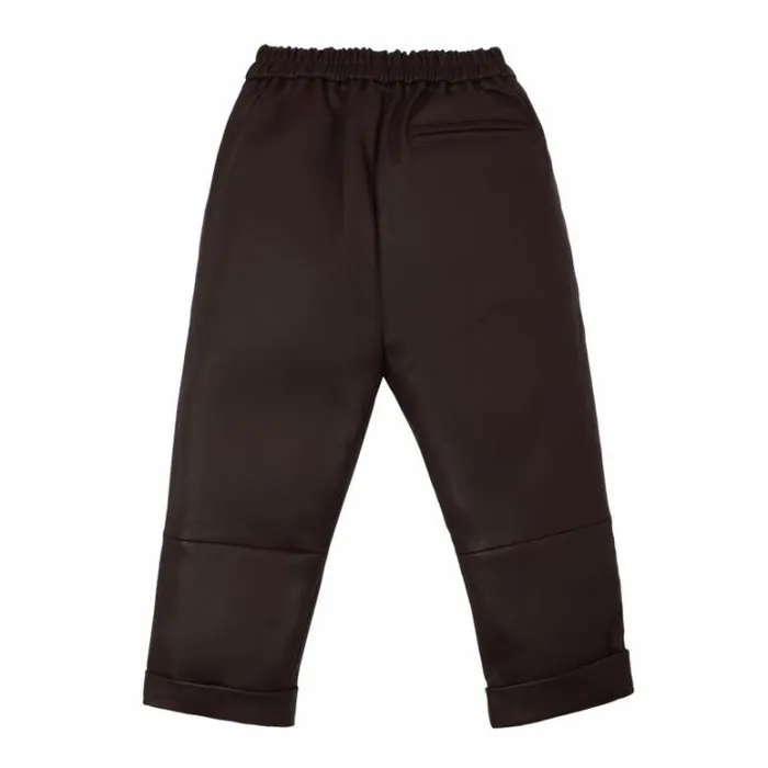 Donsje Amsterdam Trousers and Leggings Girls Bobbie Leather Trousers Chocolate Leather