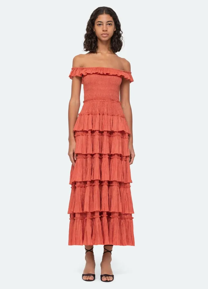 Dresses Women Sea New York Micah Tiered Dress Coral