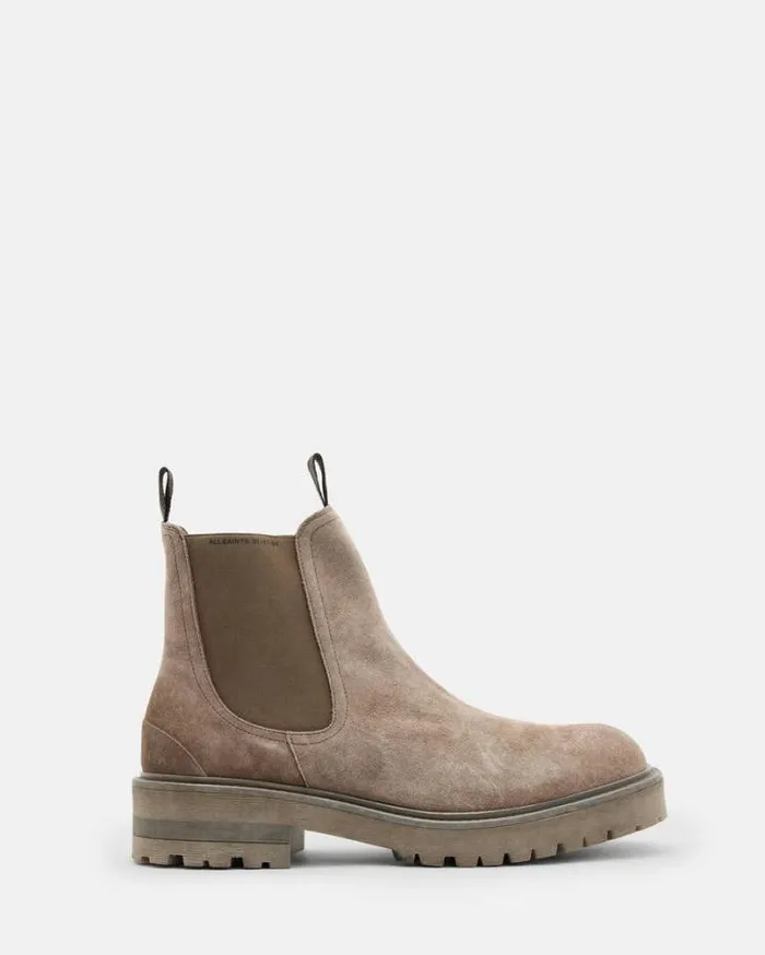 Driver Suede Chelsea Boots Taupe Men AllSaints Shoes and Boots