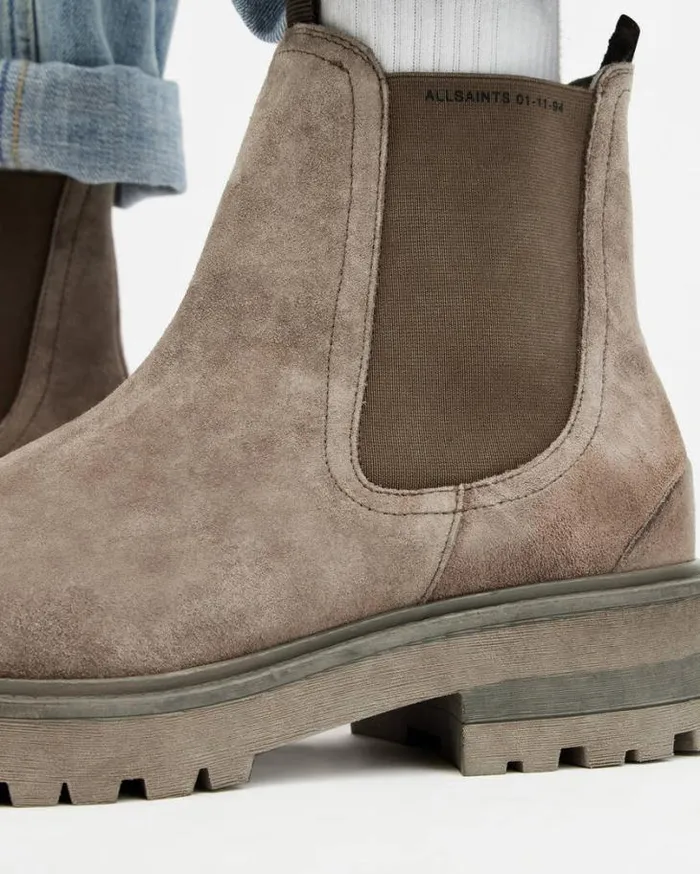 Driver Suede Chelsea Boots Taupe Men AllSaints Shoes and Boots