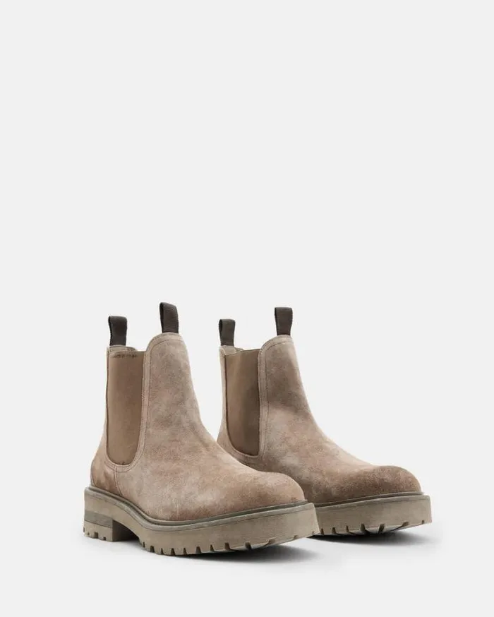 Driver Suede Chelsea Boots Taupe Men AllSaints Shoes and Boots