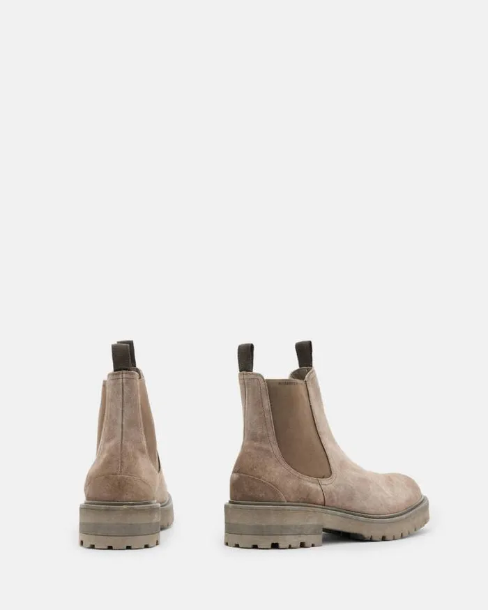 Driver Suede Chelsea Boots Taupe Men AllSaints Shoes and Boots