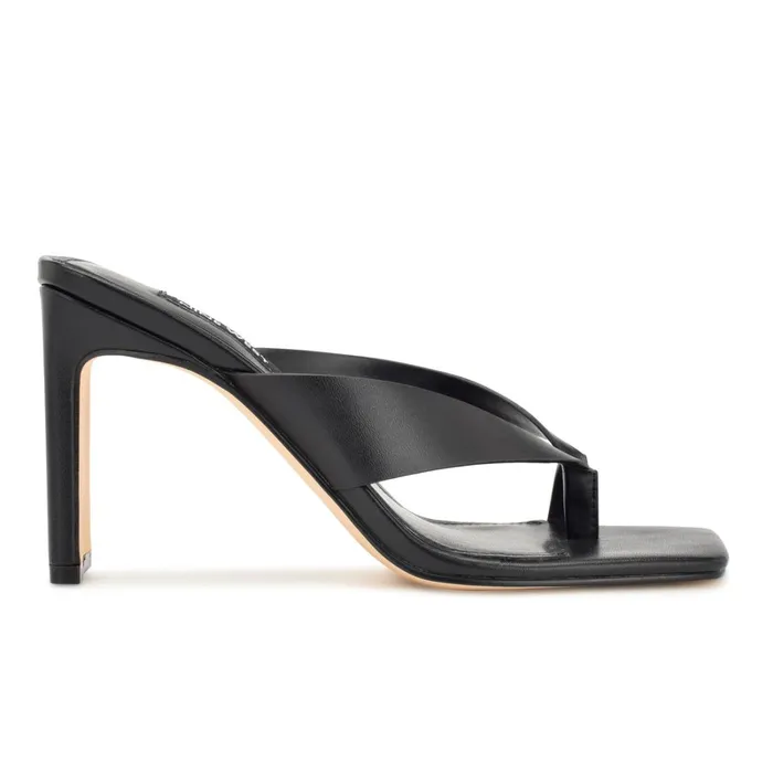 Durlife Heeled Thong Sandals Black Women Nine West Mid Heels