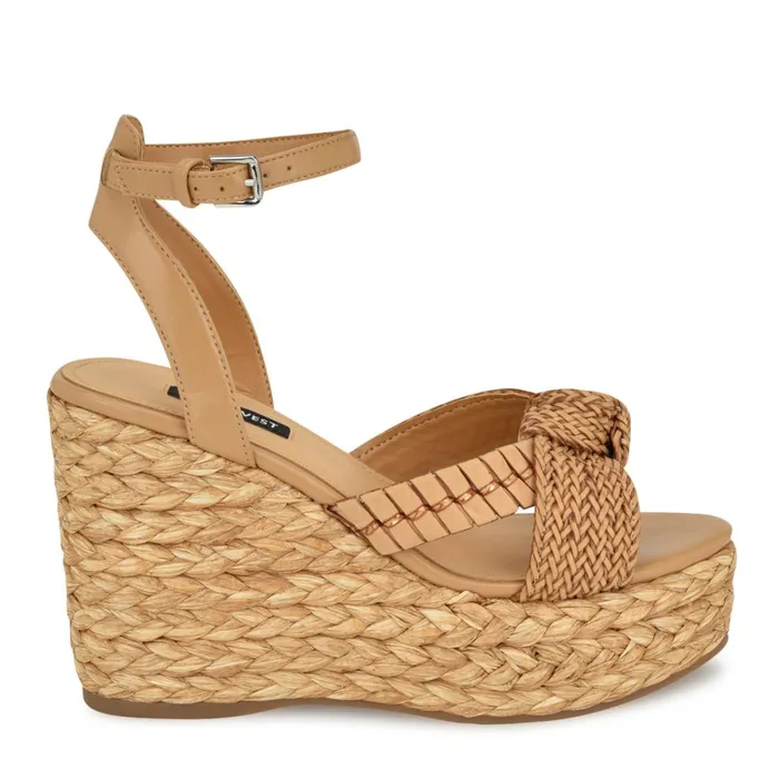 Eaden Woven Wedge Sandals Light Natural Women Nine West Wedges