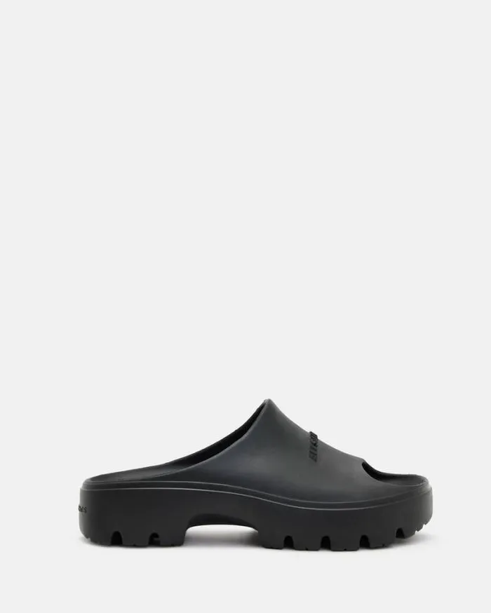 Eclipse Flatform Logo Slides Black Women AllSaints Shoes and Boots