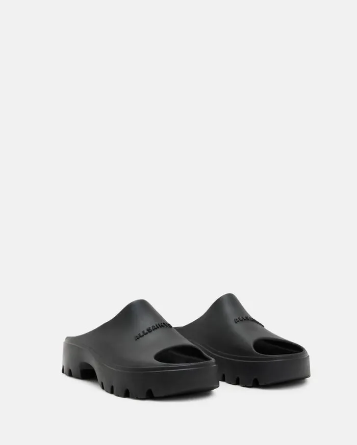 Eclipse Flatform Logo Slides Black Women AllSaints Shoes and Boots