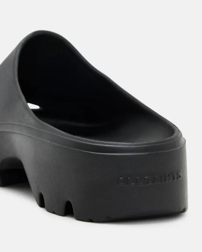 Eclipse Flatform Logo Slides Black Women AllSaints Shoes and Boots