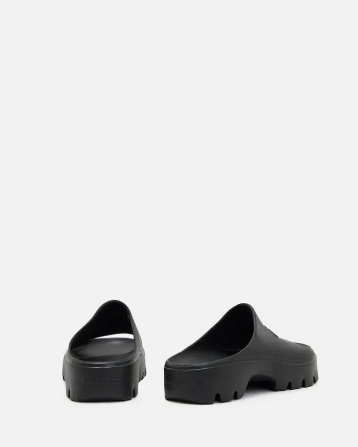 Eclipse Flatform Logo Slides Black Women AllSaints Shoes and Boots